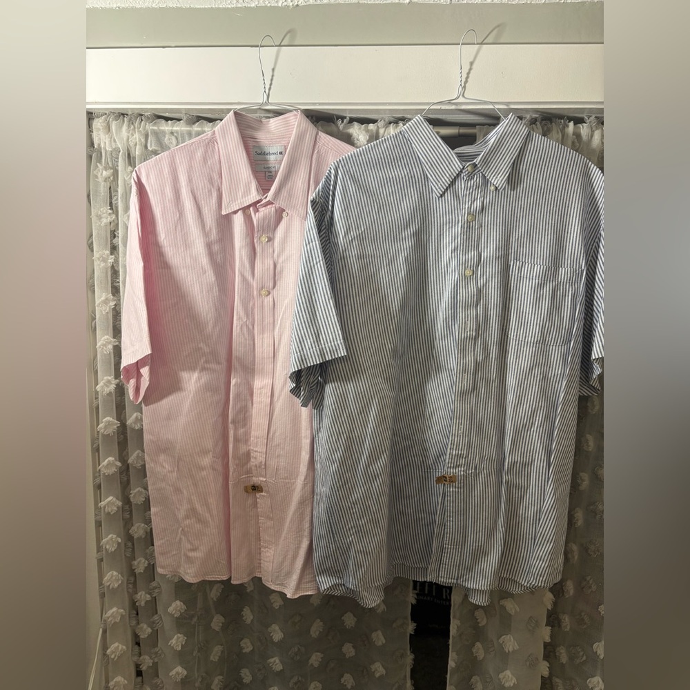 Saddlebred Pink and Blue Striped Button-Down Shirts
